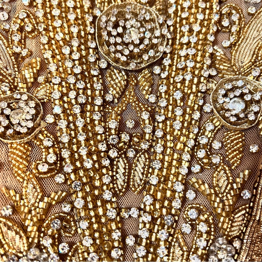 LoveSohnaDesigns Elegant Gold Embellished Mini Dress - (Custom Size) - Picture 8 of 15